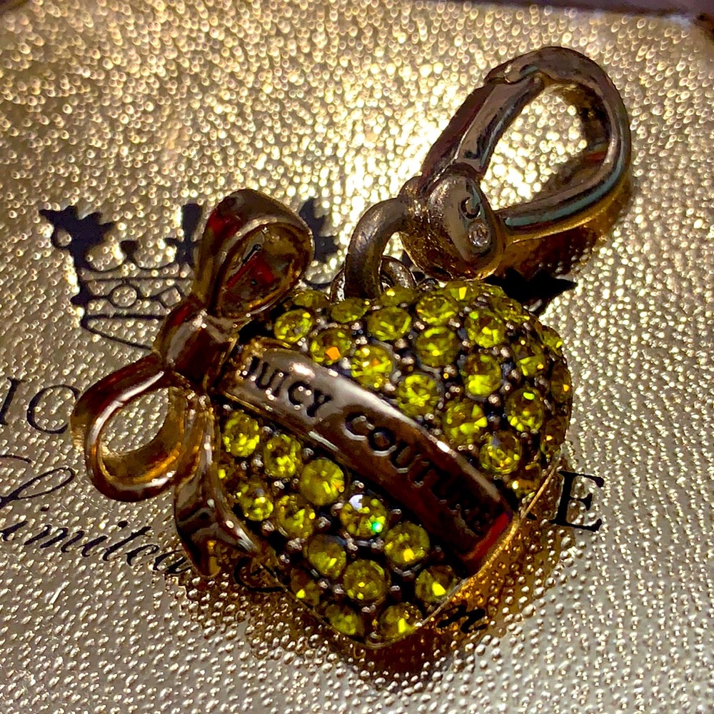 Juicy Couture YELLOW PAVE BANNER PUFF HEART CHARM SWAROVSKI CRYSTALS - Picture 7 of 16